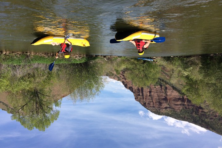 Inflatable kayaks on the Weber River